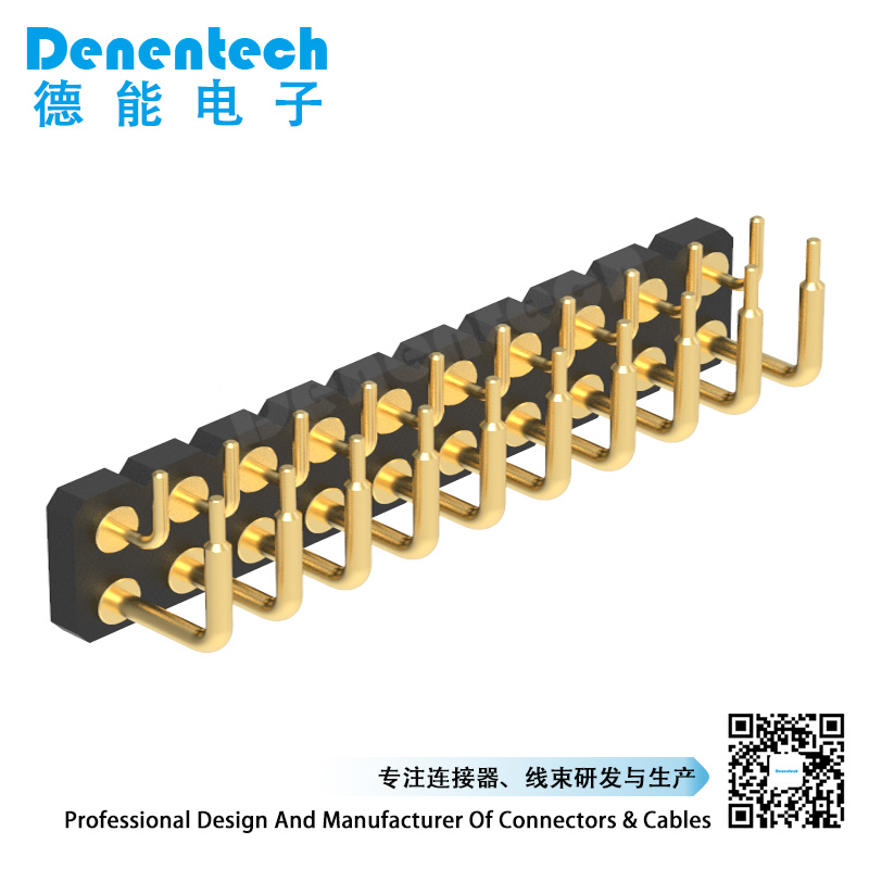 Denentech promotional product 3.0MM H1.27MM dual row male right angle DIP pogo pin connector